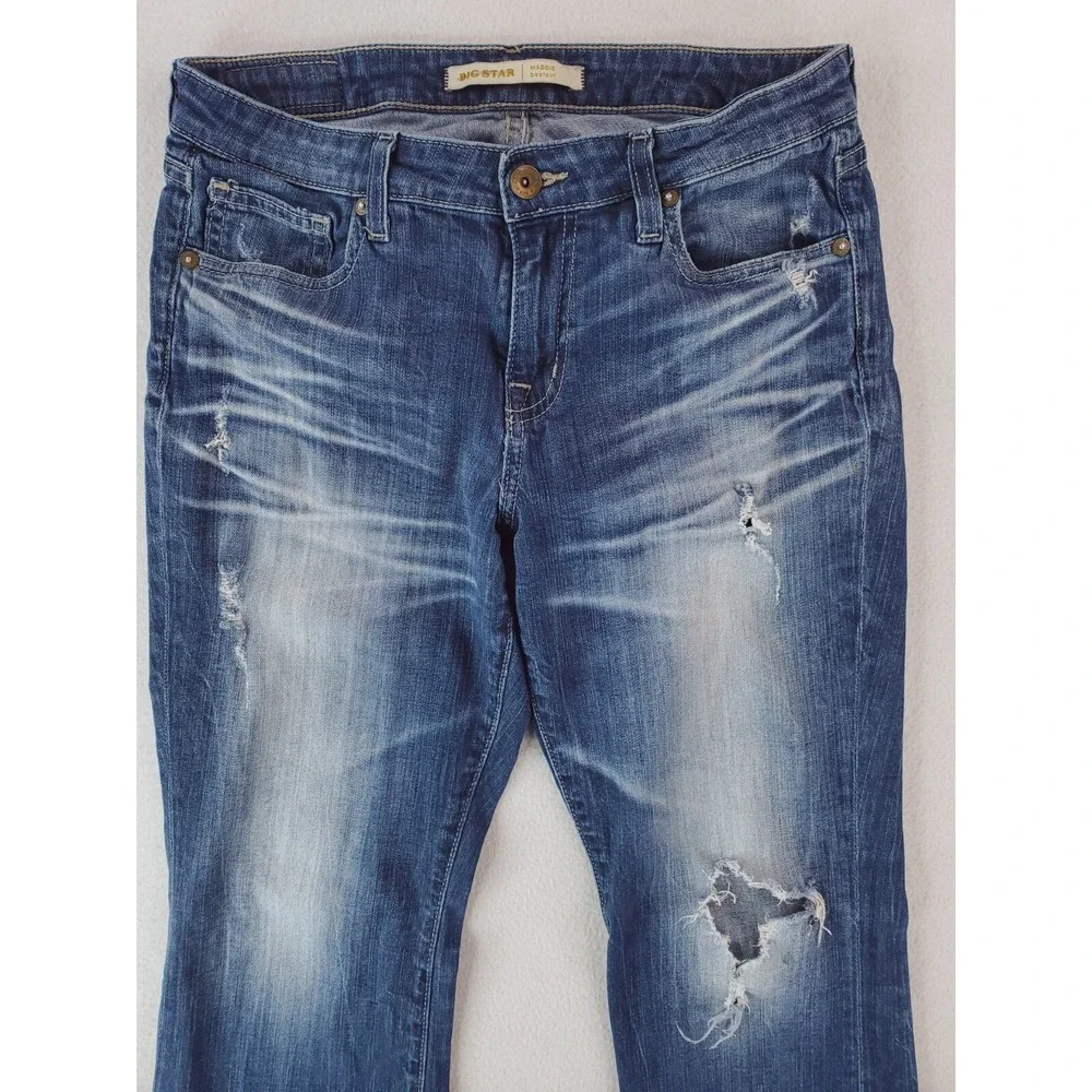 Big Star Jeans Womens 26‎ Maddie Bootcut Y2K Low Rise Distressed Stretch Denim